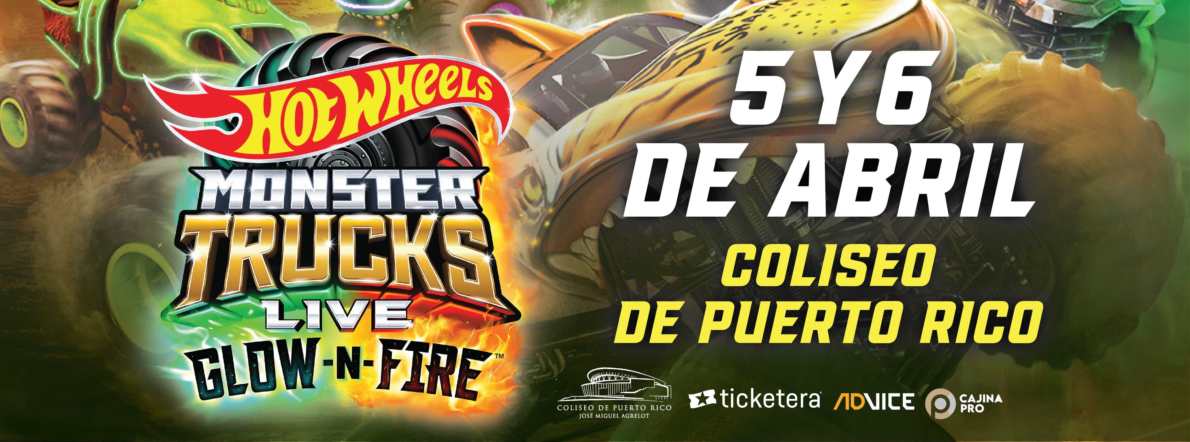 ¡Por primera vez en Puerto Rico! Hot Wheels Monster Trucks Live™: Glow-N-Fire ya tiene boletos disponibles en Ticketera