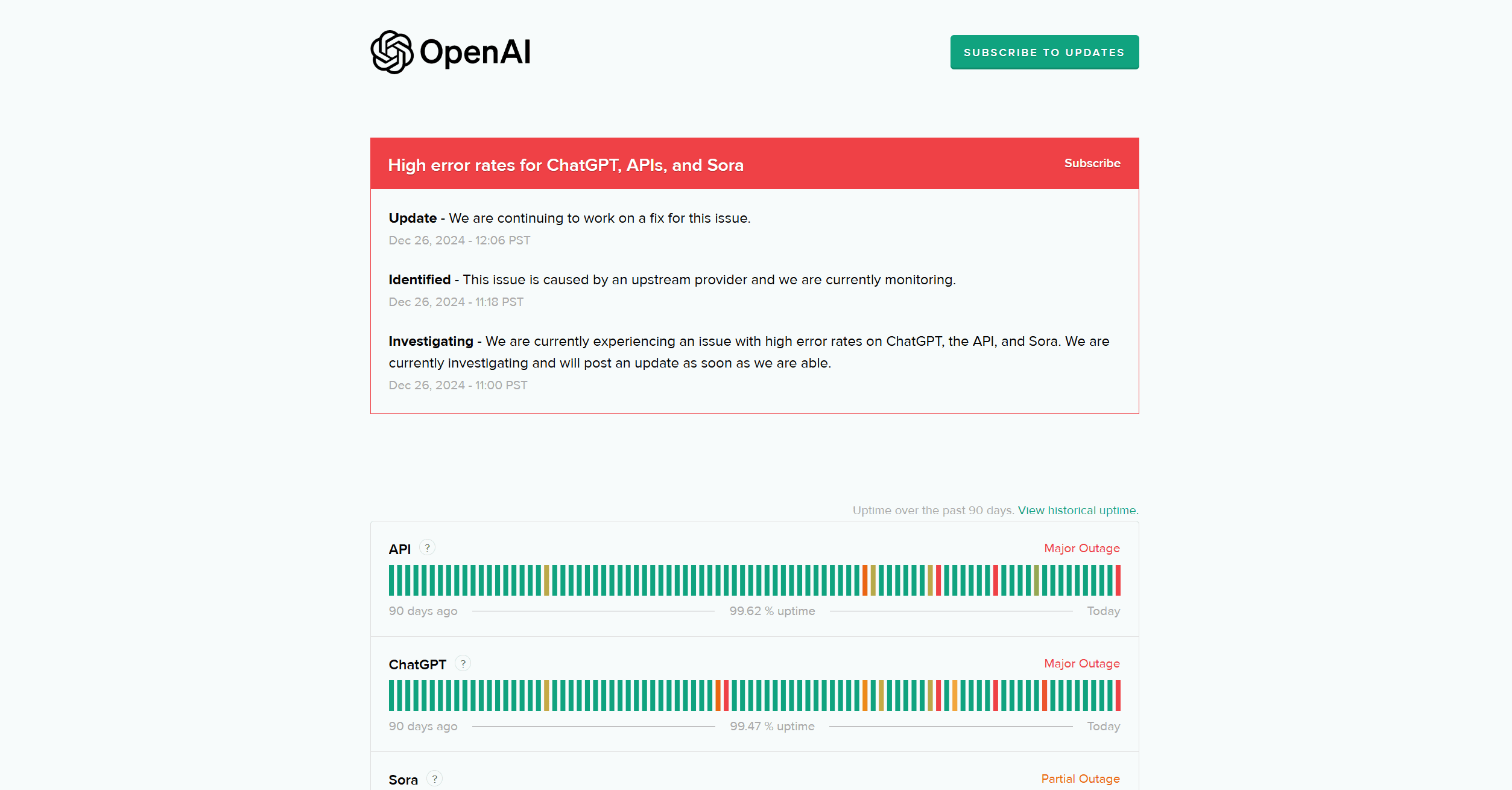 “Incidente sin resolver”: ChatGPT, Sora y herramientas de OpenAI salen de servicio a nivel mundial