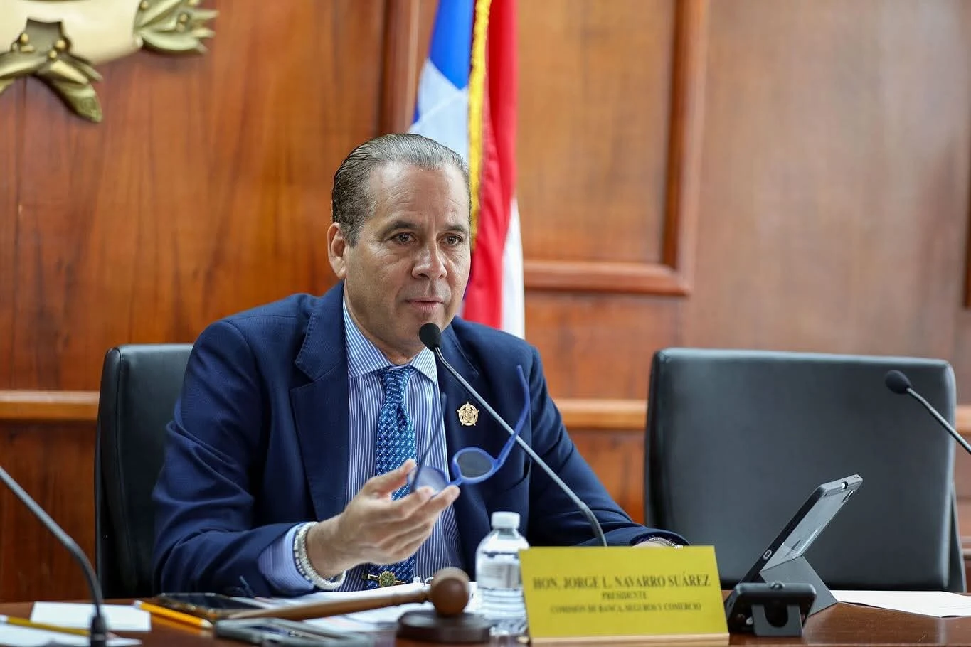 Jorge Navarro Suárez, representante del precinto 5 de San Juan, participa en una vista pública de la Cámara de Representantes de Puerto Rico. Imagen de sus redes sociales.
